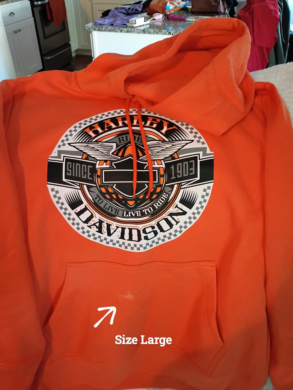 Harley-Davidson Orange and Black Logo Pullover Hoodie
